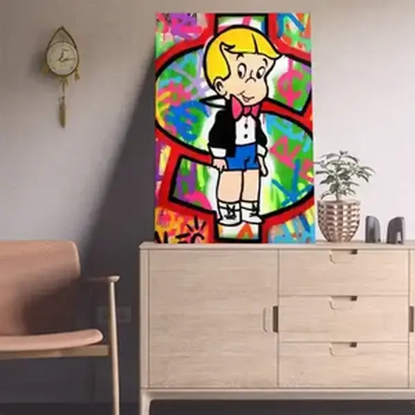 Alec-Monopolys Graffiti Art Richie Money Canvas Art Poster Abstract Face Design Wall Art Picture Print Modern Family Bedroom Decor Posters