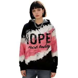 Women's Black Pink Tie Dye Print Comfort Hoodies Aztec Hoodie Pullover Cowgirl Western Ethnic Style Hooded Sweatshirt