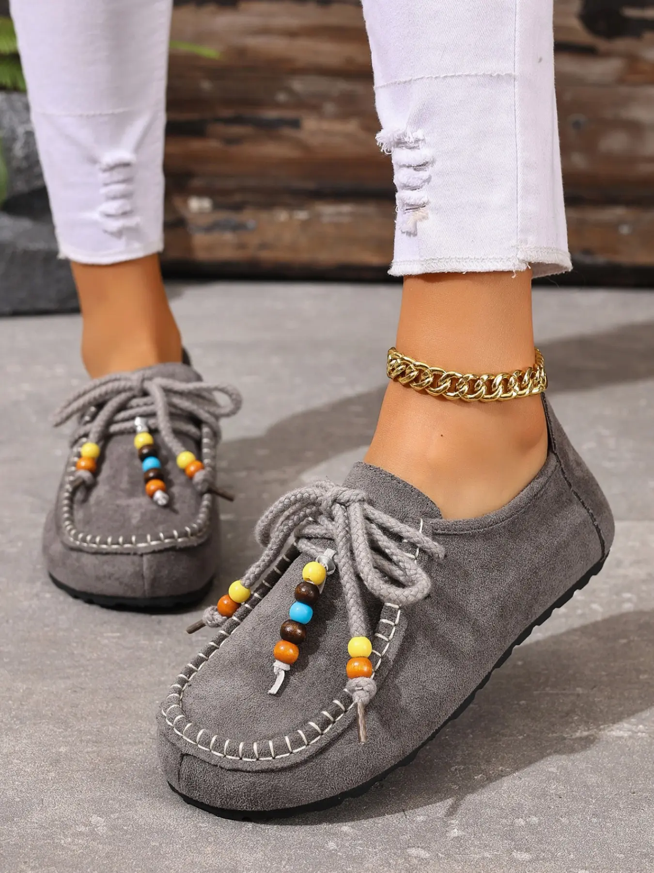 Women's Vintage Hand-Tied Beanies Shoes, Comfortable Versatile Footwear, Casual Flats Slip Ons, Soft Colors, Perfect for Casual and Retro Styles, Casual Trendy Flat