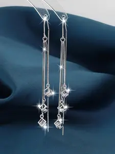 Elegant Cubic Fringe Pendant Earrings, Hypoallergenic, Perfect for Daily Wear and Special Occasions, Ideal Gift for Her