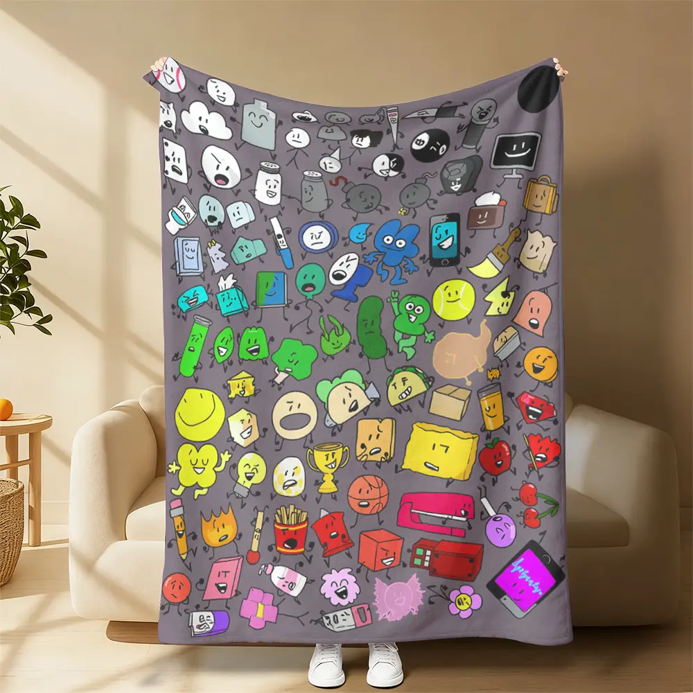 Aura Blankets BFDI Charters! Fleece Throw Blanket Battle for Dream Island Blankets for Home Bedroom Warm Quilt