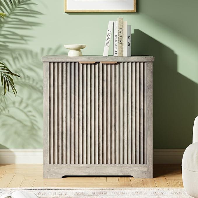 Fluted Buffet Sideboard Cabinet, Accent Modern Credenza with Doors & Shelves,Wood Credenza Storage Console Cabinet for Living Room Kitchen Dining Room Hallway