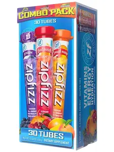 Zipfizz Energy Drink Mix - 30-Tube Combo Pack with Grape Fruit Punch & Peach Mango Flavors - Sugar-Free B12 Multivitamin for Hydration & Wellness