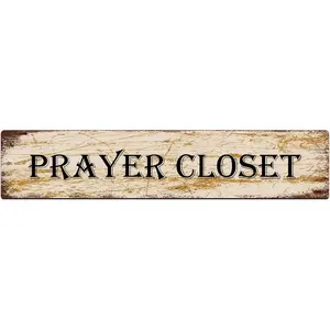 Prayer Closet Sign Vintage Metal Sign Retro Metal Plaque Bar Pub Poster Wall Art Decor Tin Sign 4x16 in / 10x40 cm