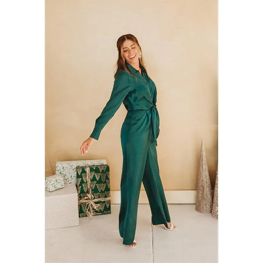 Kelsey Emerald Green Satin Jumpsuit - FINAL SALE