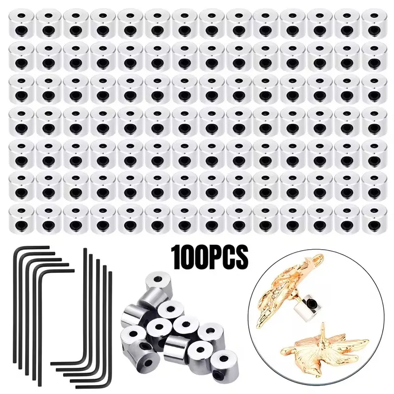 110Pcs Locking Pin Backs Keepers Set, 6x5mm Metal Locking Clasp Fasteners with 10 Pcs Wrench Tool, Anti-Lost Pin Back Replacement for Enamel Lapel Pin, Badge, Hat, Backpack Label, DIY Craft Jewelry Making Accessories
