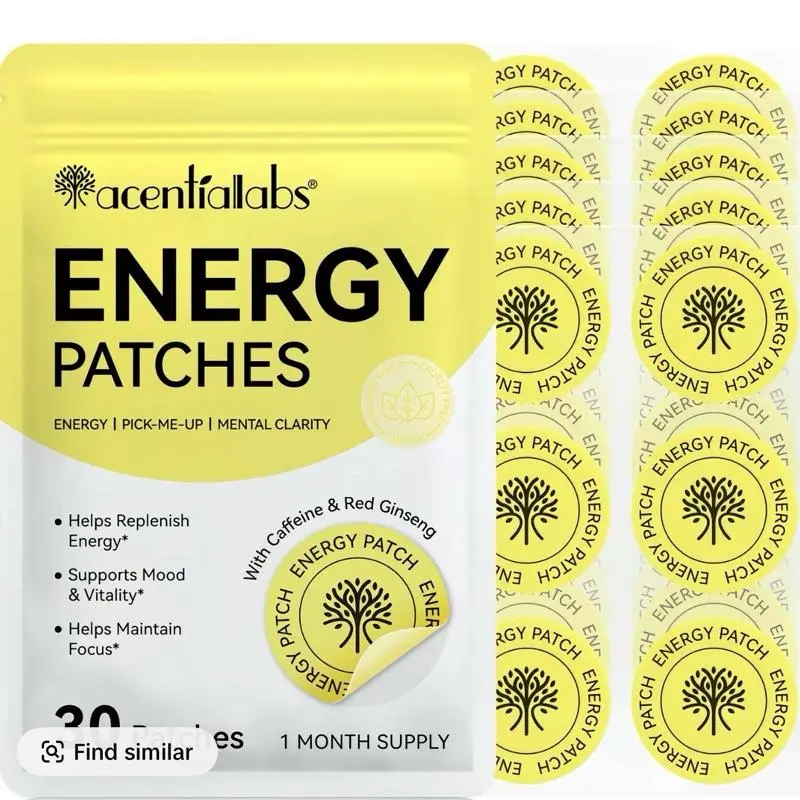30-Pack Vegan Energy & Focus Patches for Adults – Daily Wellness Support with Caffeine & Vitamin B