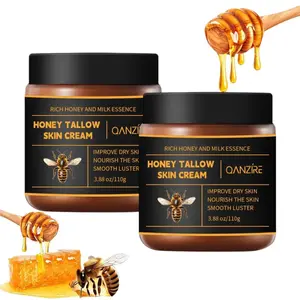 Organic Grass-Fed Beef Tallow Balm with Raw Honey - Natural Body Moisturizer for Soft, Smooth Skin 3.88 oz