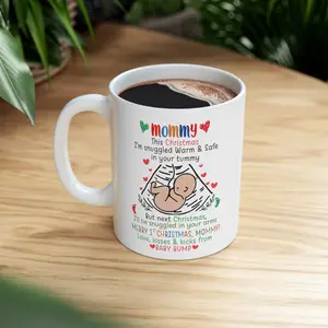 Tee Family Gifts -Mommy Love, Kisses & Kicks -White Mug 11oz -Christmas Gift For Mom Ceramic Classic