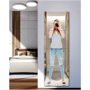Unbreakable Full Length Mirror For Wall Mounted, Over The Door Mirror, Full Body Mirrors, Safe Shatterproof Mirro for Kids, 10 x 10 inch x 4 Pack, Workout