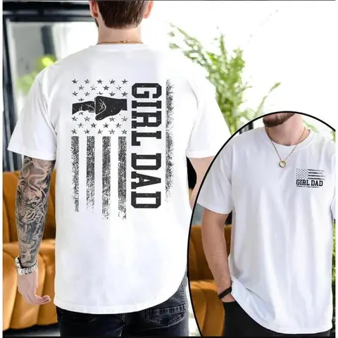Men's Classic Loose 100% Cotton Round Neck Short-Sleeve Casual Tshirt, Menswear Dad Top, Father's Day Gift from Daughter
