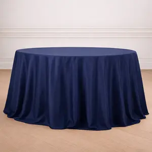 Polyester 132" Round Tablecloth Navy Blue - Seamless Chic Table Cover