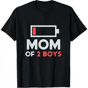 Mom of 2 Boys Gift from Son Mothers Day Birthday Women T-Shirt