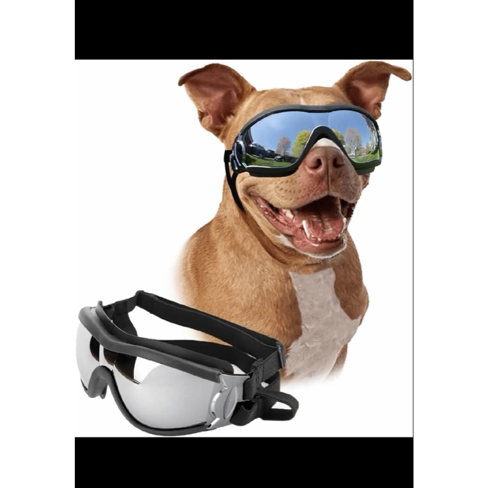 Dog Protective Goggles for Small Medium and Large Dogs UV Protection Windproof Dustproof Adjustable Elastic Straps Lightweight Durable Design Perfect for Car Rides Motorcycles Hiking Cycling Outdoor Adventures Eye Protection