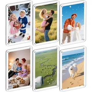 6 Pack  Picture Frame for Fridge, 4x6 Inch Photo Frame for Refrigerator, Double Sided Clear Photo Frame,  Picture  Frame for , School, Office