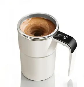 14oz Smart Self-Stirring Mug |Automatic Magnetic Self Stirring Coffee Mug, USB Rechargeable Coffee Cup with LCD Temperature Display & Spill-Proof Lid