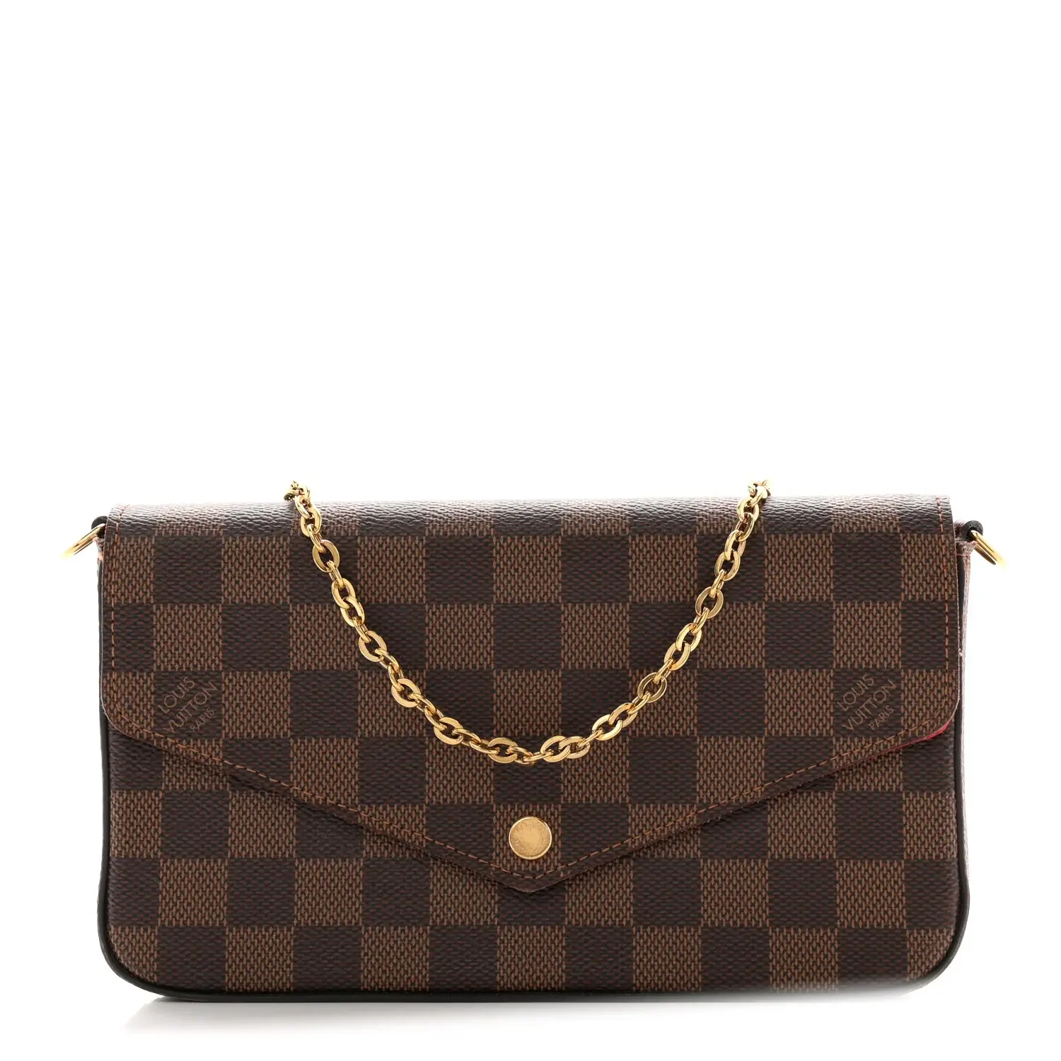 Pre-owned Louis Vuitton Leather Shoulder Bags Damier Ebene Pochette Felicie Chain Wallet