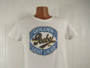 Vintage t shirt, 1960s t shirt, Goebel beer t shirt, hand painted t shirt, vintage clothing