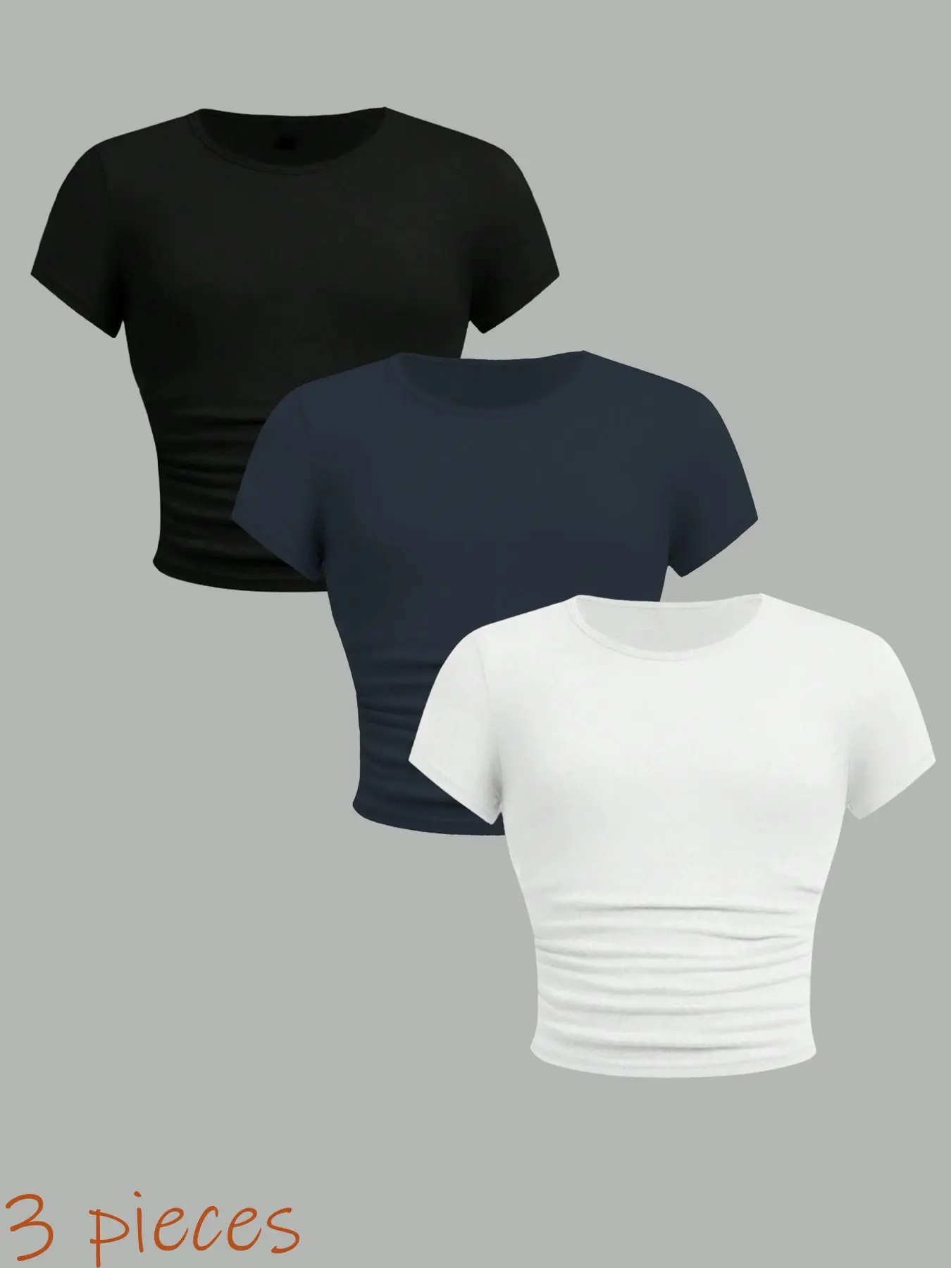 Girls' Slim-Fit Casual Round Neck Shirts Set Tops, Soft Comfortable Breathable, Versatile Style, Perfect for Daily Party Vacation