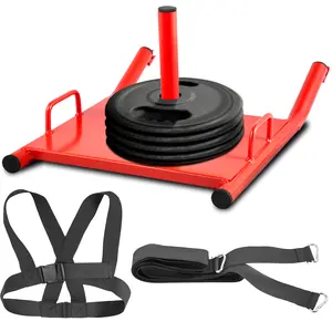 TikTokShopBlackFridayVEVOR Weight Sled Push Pull Heavy High Training Sled Drag Fitness HD Power Speed Training Sled for Athletic Exercise and Fitness Strength Training ( Red )
