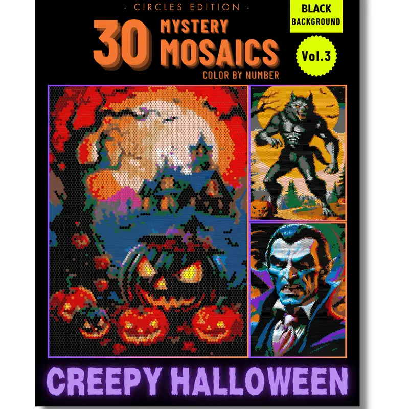 Unisex Halloween Paint-by-Numbers Puzzle Book - Vibrant Scenes, Hidden Quest, DIY Coloring Supply for Teens & Adults, Engaging Halloween Celebration Tool