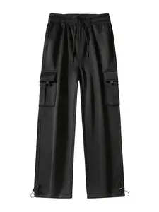 Men's Fleece Sweatpants, Casual Sportswear, Regular Fit, Pockets, Drawstring Waist, Fall & Winter, Long Pants for Men, Soft Sweatpants