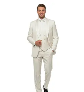 Ivory 3-Piece Tuxedo | Groom Wedding Suit | White Tux