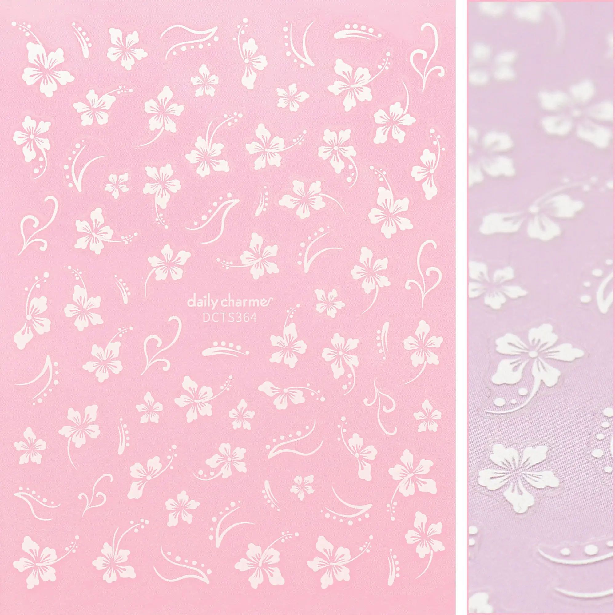 Floral Nail Art Sticker / Tropical Hibiscus / White