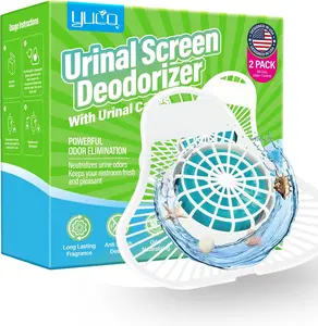 Urinal Cakes (2Pack) Urinal Screen Deodorant Scent Lasts Up to 60 Day,New Formula Ocean Breeze2000 Flushes,Urinal Cleaner Splash-Proof Design is Suitable for Men Bathroom Mall,Hotel,Office,School Deodorizer Deodorizer