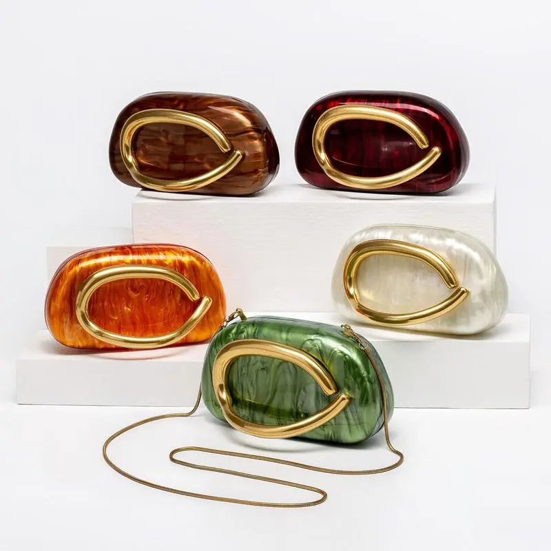 2025 Women's New European and American Style Single Shoulder Crossbody Bag Irregular Shell Acrylic Bag Fashion Wedding Evening Clutch Bag Designer Victorian Puzzle Purse