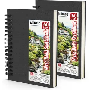 5.5"x8.5" Mixed Media Sketchbook，2 Pack 60 Sheets(98LB/160GSM) Mixed Media Paper, Spiral Sketch Pad,Watercolor Sketch Books for Artist Supplies, Painting, Drawing & Art Supplies.