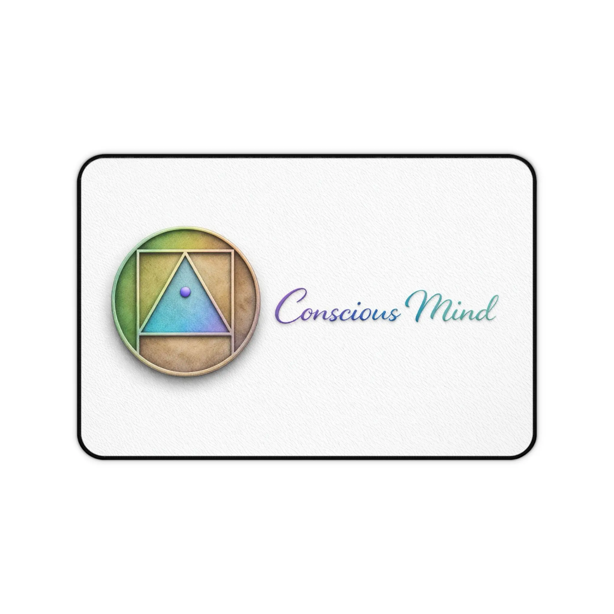 Conscious Mind Triangle Logo Desk Mat | Meditation Symbol Mouse Pad