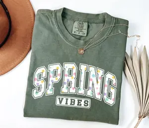 Comfort Colors Spring Vibes T-shirt, Floral Spring Tee, Cute Easter T-shirt, Preppy Aesthetic Easter Tee, Spring Break Tee, Easter Day Gift