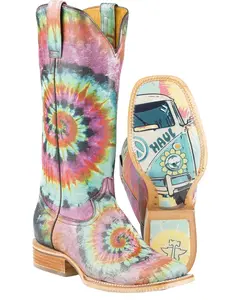 Tin Haul Women's Women'S Groovy With Tie Dye Camper Sole Western Boot - 14-021-0007-1275 Mu