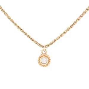 Pre-owned Christian Dior Vintage Gold Tone Crystal Solitaire Necklace MJP000093