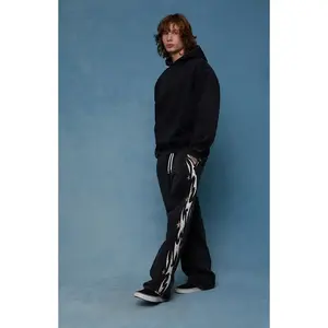 Pacsun Men's Black Flame Star Fleece Baggy Sweatpants