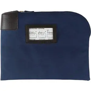 212 MAIN Durable Pouch - 8.5x11 in Solid Nylon Currency Pouch with Built-In Lock, Double-Sewn Zip, Framed ID Slot, Navy for Coin Storage (Home, Festive & Party, Wedding Supplies)