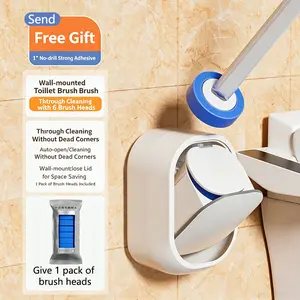 Disposable Toilet Brush,Toilet Bowl Cleaner,Wall Mounted Toilet Bowl Brush with 6 Refills for Deep Toilet Cleaning,Toilet Brush and Holder Set for Hygienic Bathroom