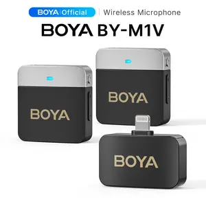 BOYA BY-M1V Wireless Lavalier Microphone Active Noise Cancelling Mini Lavalier for iPhone iPad USB-C Android Phone Camera Laptop