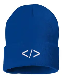 Embroidered Programming Symbol Cuffed Beanie, Coding Hat, Programmers Beanie, Coding Headwear, Tech Enthusiasts Gift