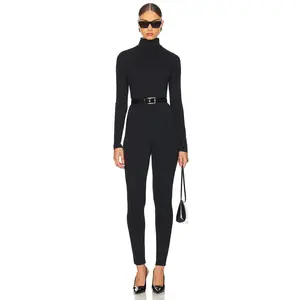 Susana Monaco Mock Neck Long Sleeve Jumpsuit in Black