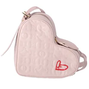 Pre-owned Louis Vuitton Leather Crossbody Bags Sac Coeur Collection Line Heart Shoulder Bag Pink Monogram M58738 Lambskin Leather