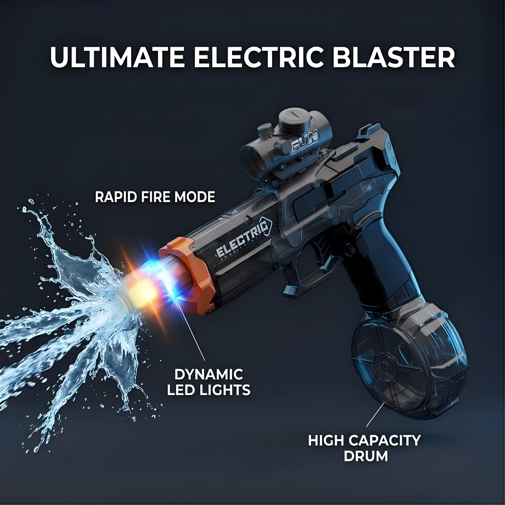 Powerful Electric Water Gun with LED Glowing Muzzle 320cc Large Capacity Long Range 32 Feet Automatic Squirt Gun for Summer Outdoor Fun Toy for Adults Kids Perfect Gift watergun rechargable
