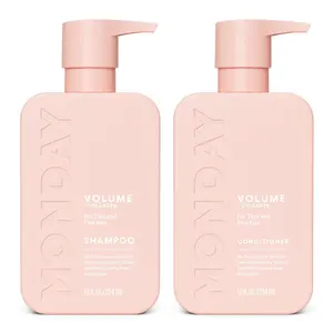 Volume Shampoo + Conditioner Set (2 Count) 12 oz. For Thin, Fine, and Oily Hair Made with Coconut Oil, Ginger Extract, and Vitamin E 100% Recyclable Bottle