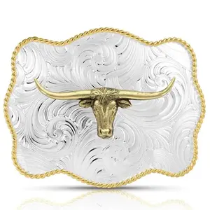 MONTANA SILVERSMITH BOLD ENGRAVED SCALLOPED BUCKLE WITH LONGHORN