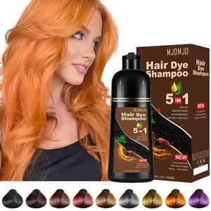 Orange Plant-Based Hair Color Shampoo for Women & Men - 5 in 1 for 100% Grey Coverage in 15 Minutes, Instant Natural Dye for All Hair Types, Para Canas