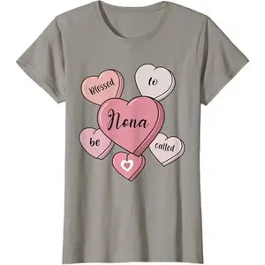 Womens Personalized Blessed to Be Called Nona Pink Heart T-Shirt