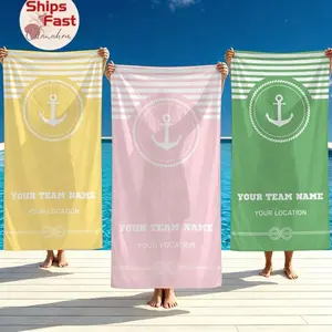 Personalized Anchor Beach Towel,Custom Sailor Team Towel,Nautical Themed Gift,Yacht Party Gift,Nautical Team Towel,Nautical Ship Souvenir