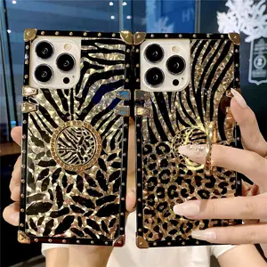 Feather Leopard Ring Stand Case For Samsung Galaxy S25 S24 Ultra S23 Plus S22 S21 S20 A16 A56 A54 A25 Shockproof Cover Funda