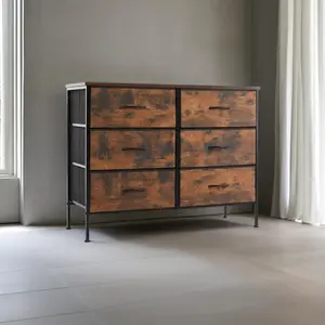 Black Dresser for Bedroom Dresser TV Stand with 6 Storage Drawers, Small Fabric Dresser Chest of Drawers for Closet Organizer Clothes, Black Dresser for Bedroom,Double White Dresser,Fabric Storage Tower with Fabric Bins,Chest of Drawers for Closet, Living